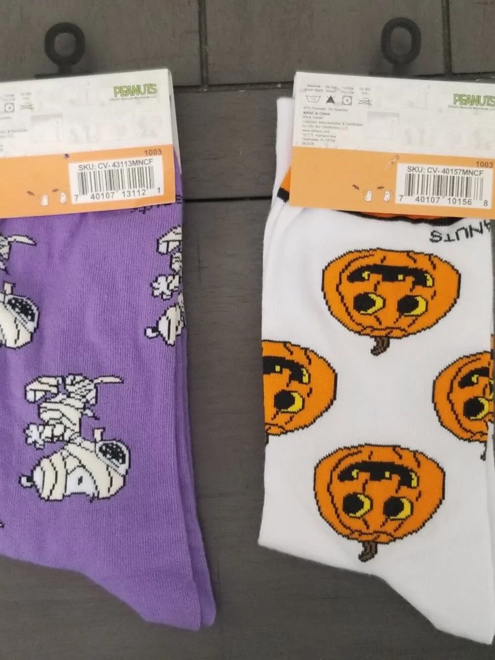 Peanuts Snoopy Halloween Jack-o'-lantern & Mummy Novelty Crew Socks Bundle